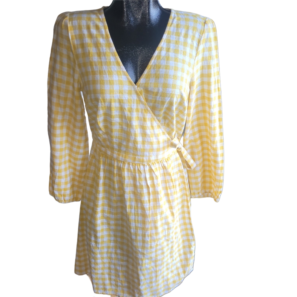 Old Navy Yellow Gingham Midi Dress